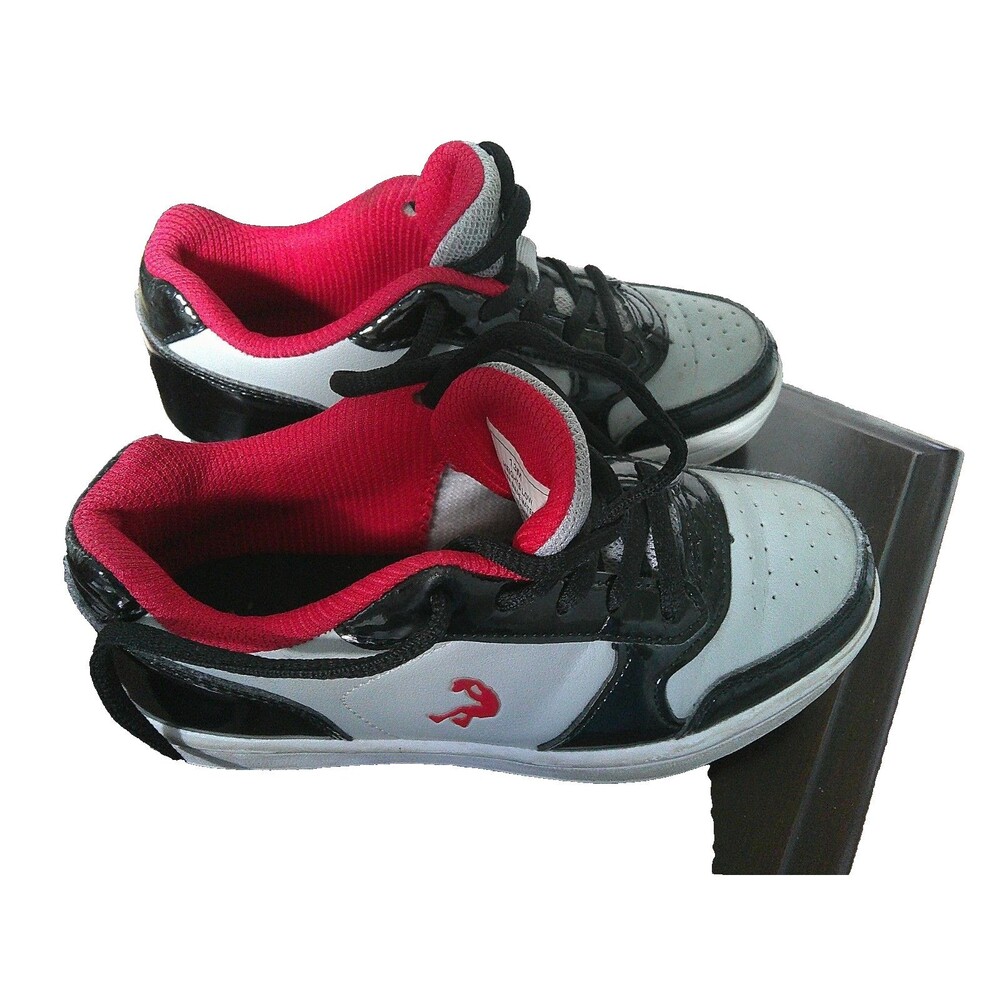 Shaq Boys Youth 13 Red, Gray and Paten Black Sneakers ( Not Nike ) Excellent